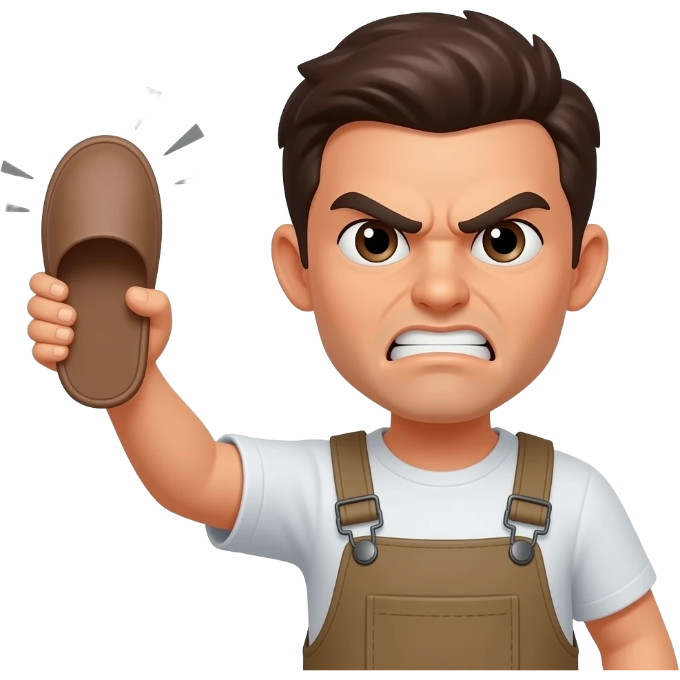 create a yellow emoji  angry and throwing a slipper emoji