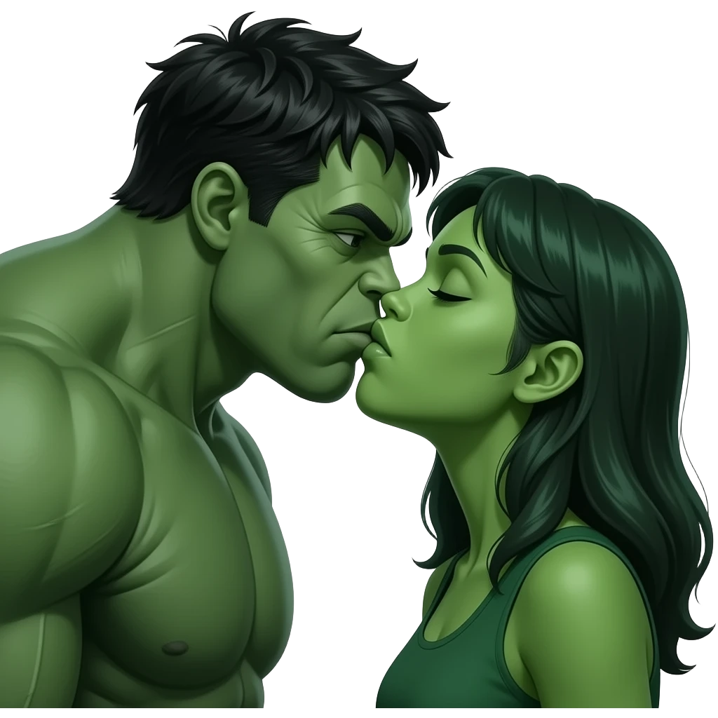 hulk  and hulk woman yong    kiss kiss creepy emoji