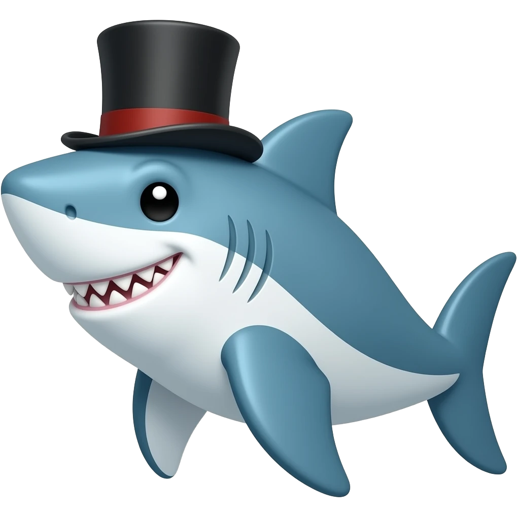 Shark with a top hat emoji