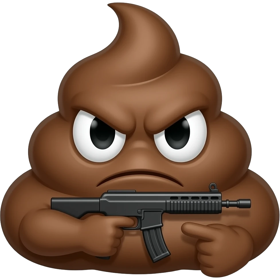 angry poop pointing a rpg emoji