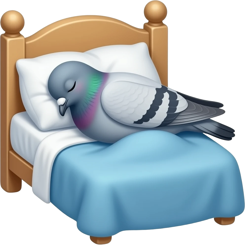 pigeon sleeping in a bed emoji