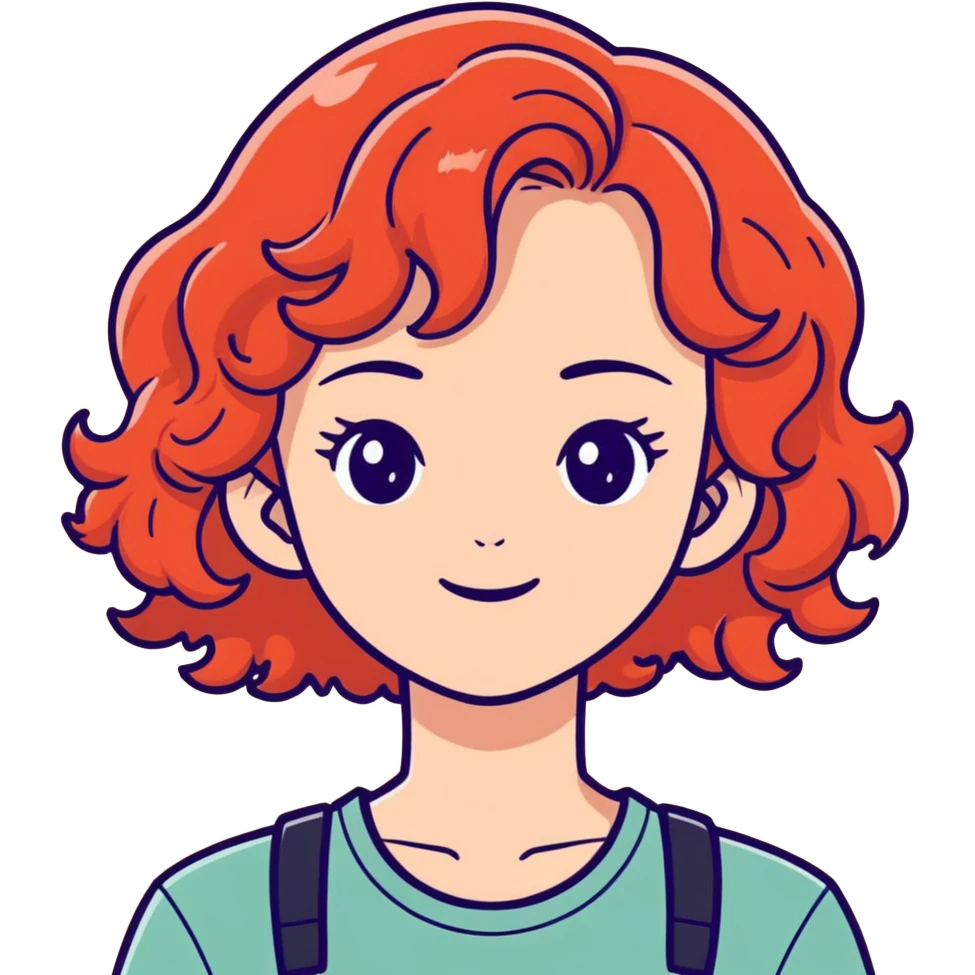 Chica güera con cabello corto,rojo y chino  emoji