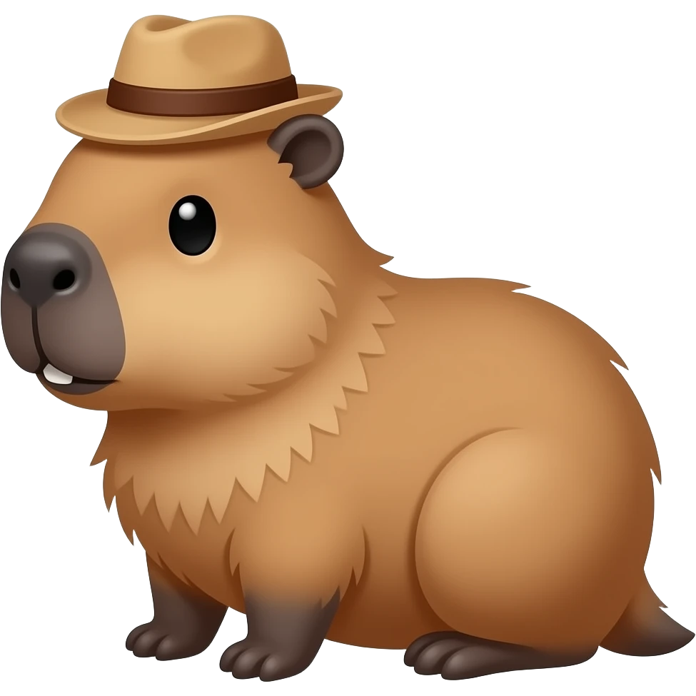 A very cute capybara with a hat emoji