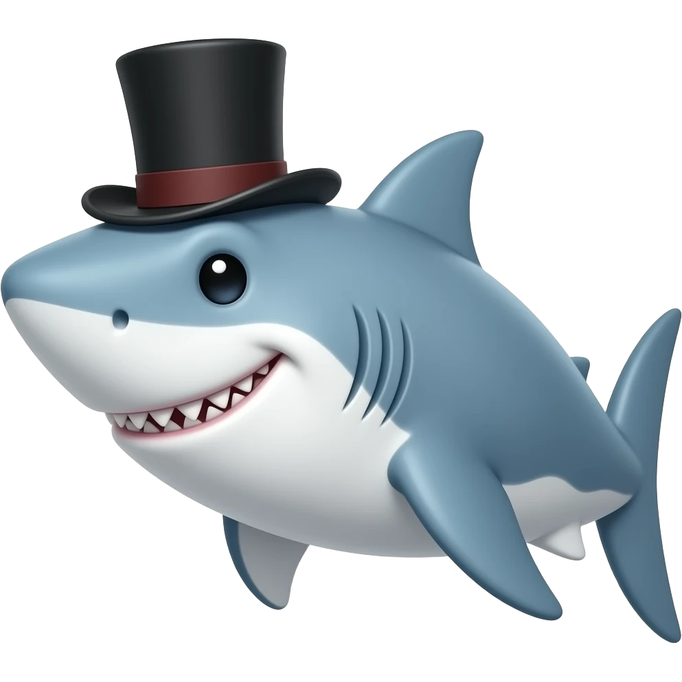 Shark with a top hat emoji