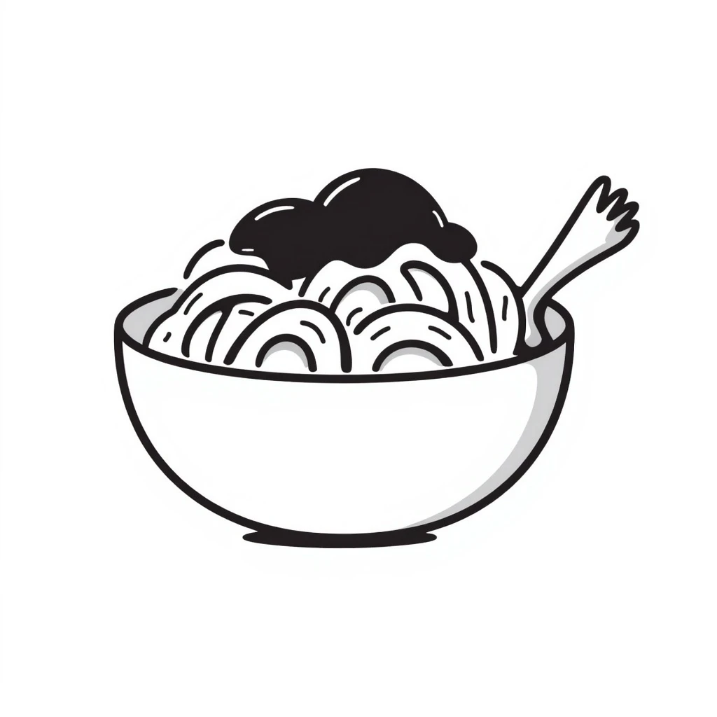 a bowl of pasta, hand drawn doodle style emoji