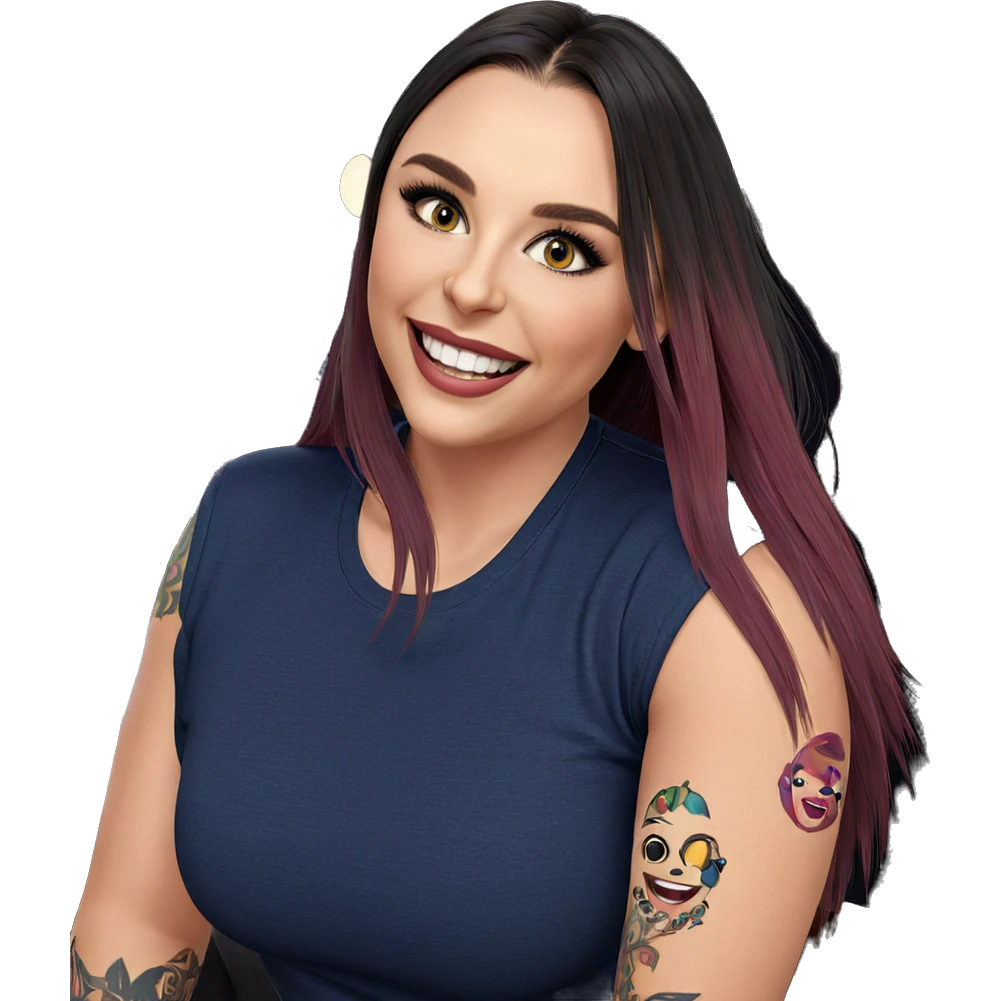 smiling girl with tattoos emoji