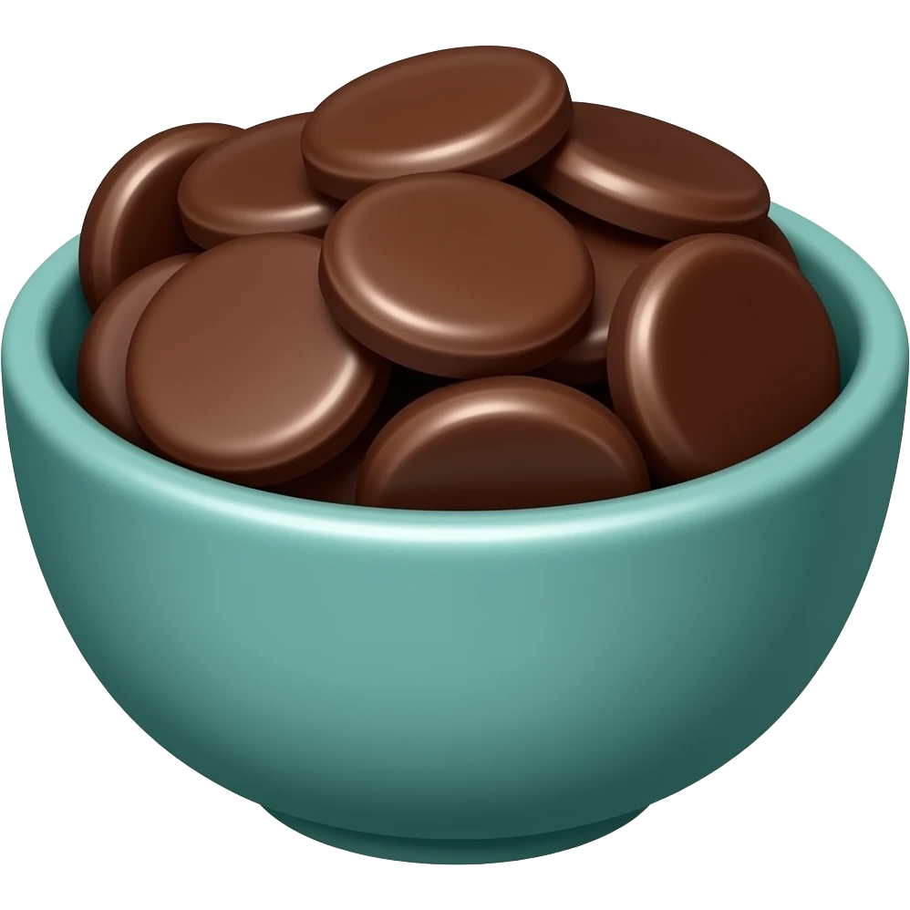 super realistic small teal bowl of chocolate circles emoji