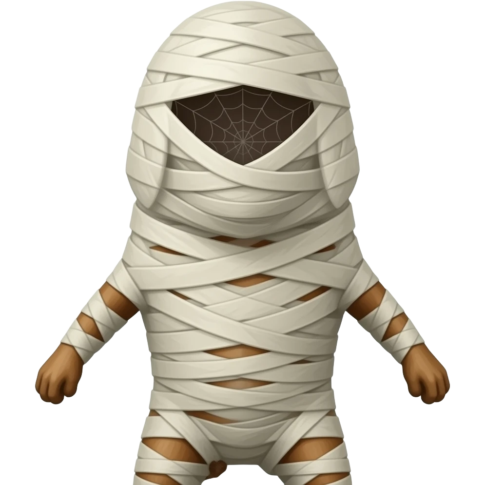 spider slik mummified cocooned dog shaped cocoon with no face arms behind back standing up legs tied together with  spider slik completely covered with  thin layer of  spider slik wrappings completely covered with thin  layer of  spider  slik wrappings emoji