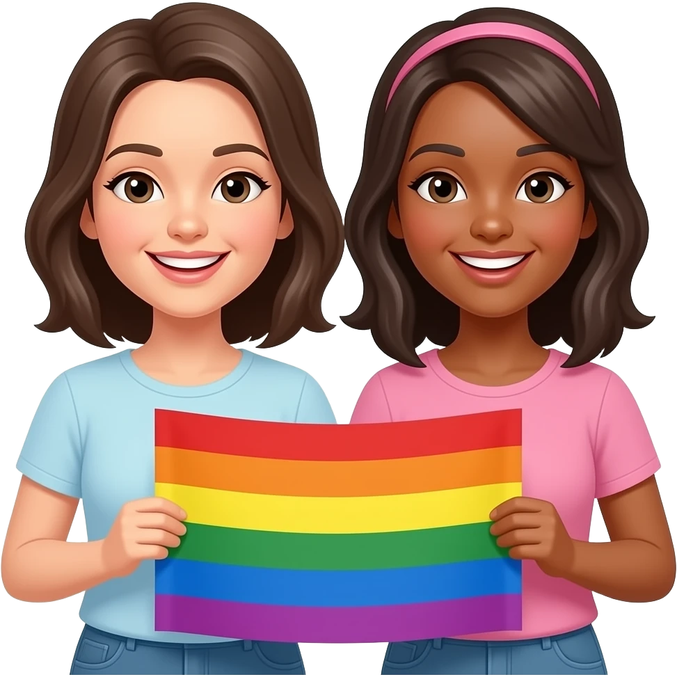 2 women holding lesbian flag emoji