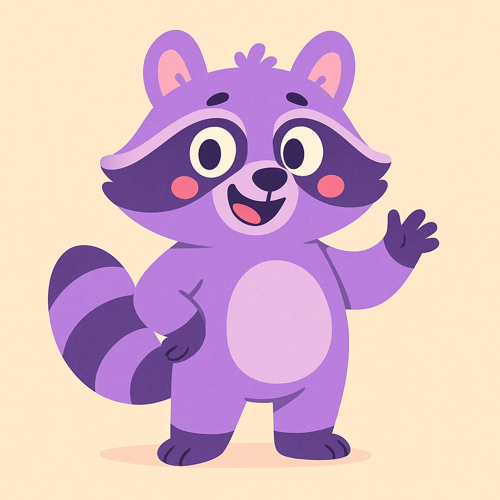 cute cartoon purple raccoon emoji
