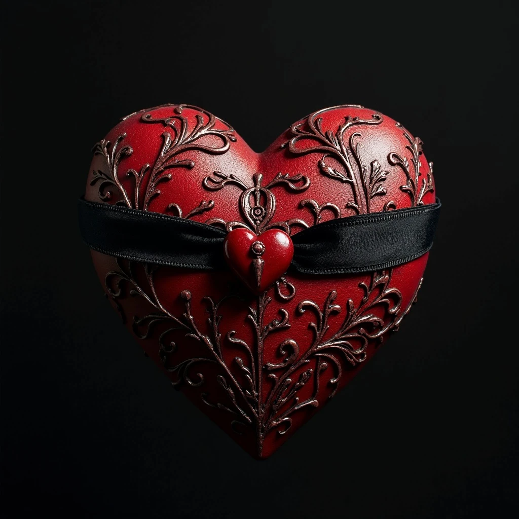 gothic heart with a black velvet ribbon emoji