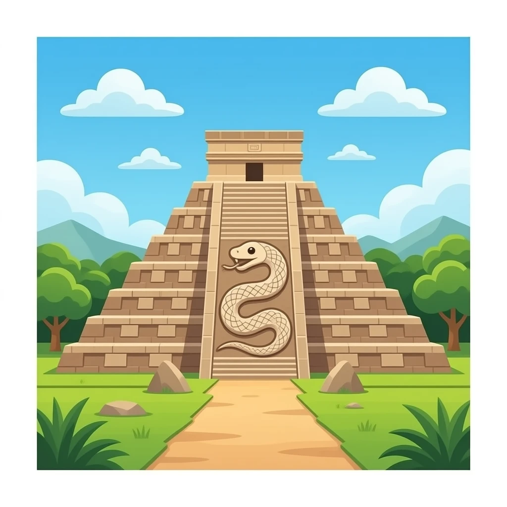 maya pyramid with snake rock relief emoji