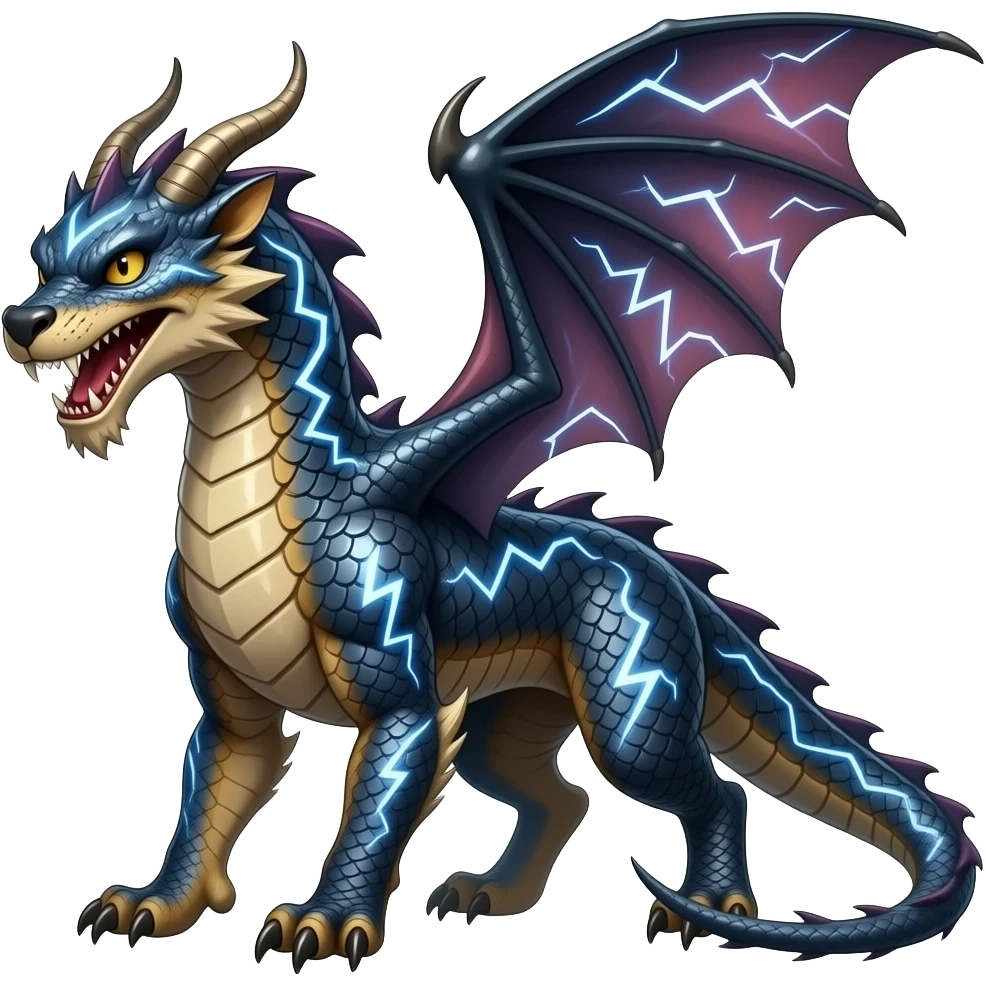 Feral 4-legged four-legged quadrupedal Scaly Striking Slaying Badass Evil Handsome Lightning-patterned Zig- emoji
