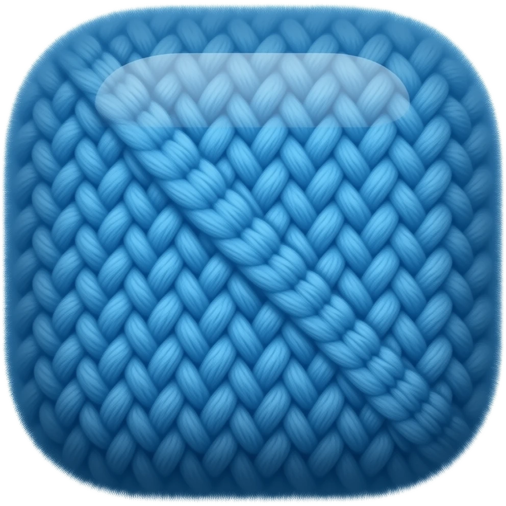 a blue square with rounded corners logo of the "tweater" which is made of wool emoji
