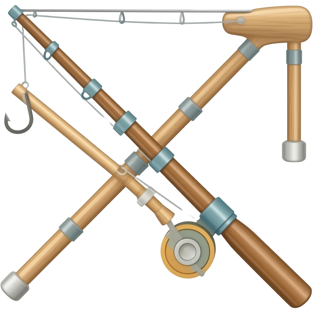 a crutch made it a fishing pole emoji