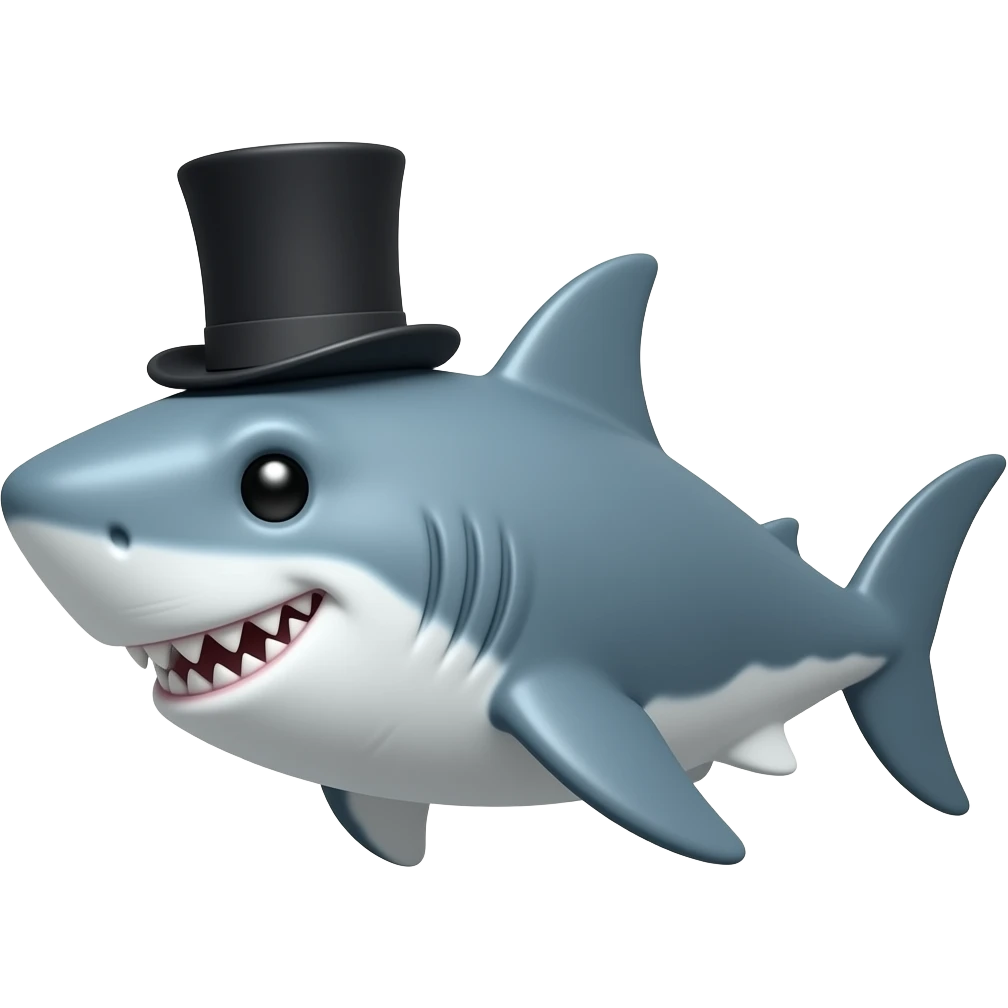 Shark with a top hat emoji
