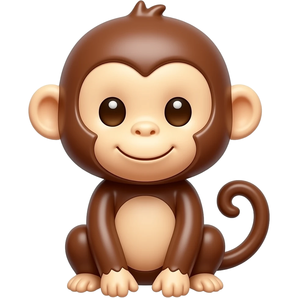 “cute baby monkey made of chocolate, glossy texture, cartoon style, bright colors” emoji