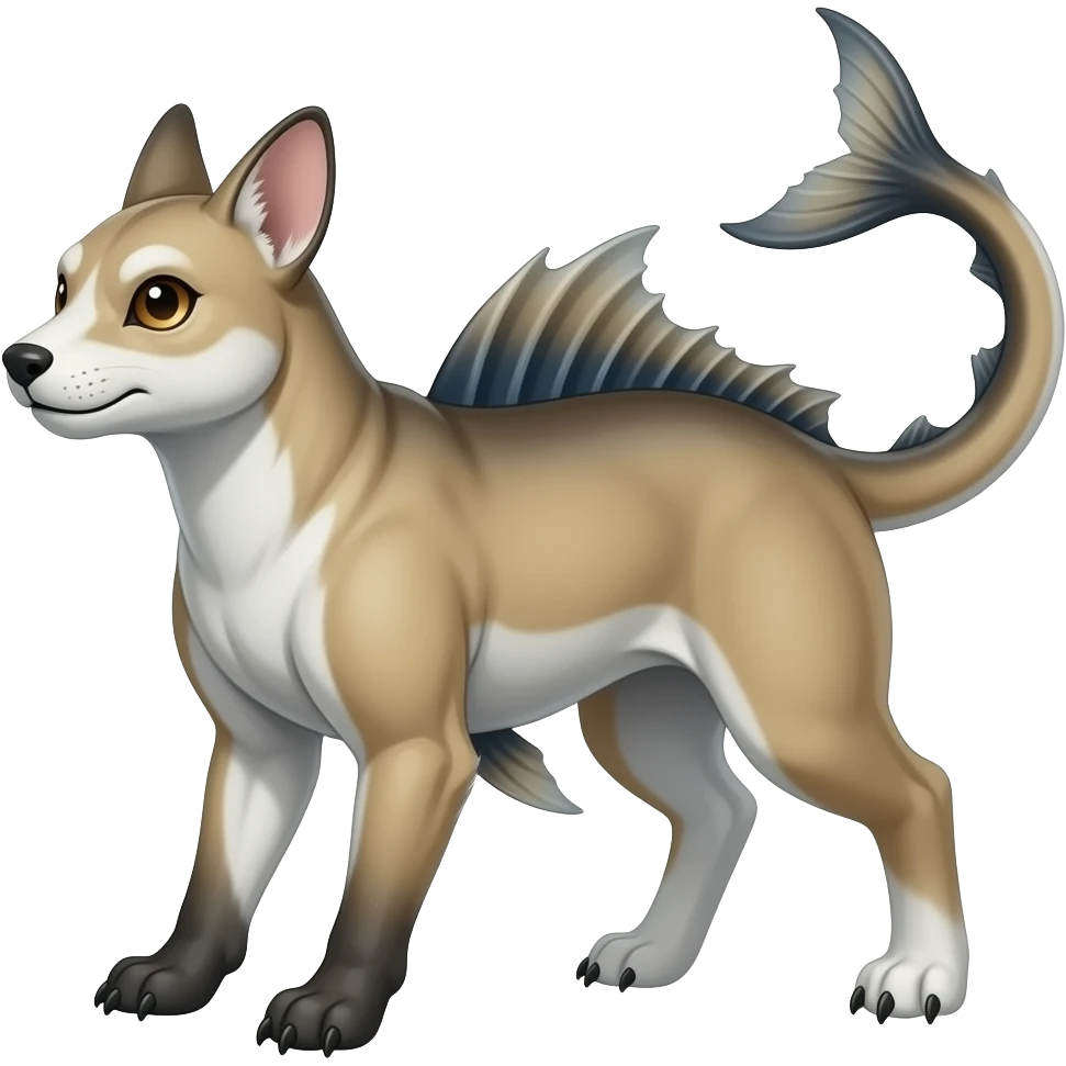 4-legged digitigrade landhai-carvanha-sharpedo-sergal-houndoom-Manectric-hybrid-fusion-creature, full body emoji