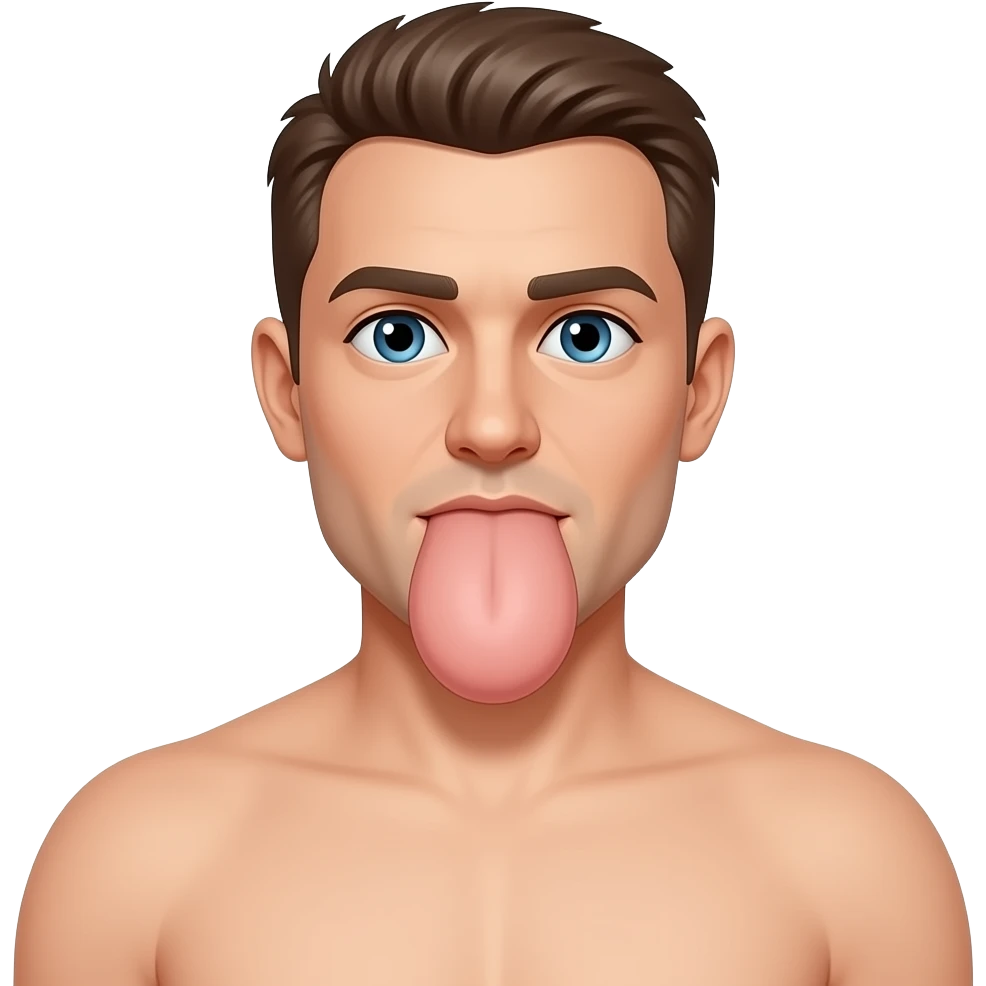 A naked man with a huge penis emoji