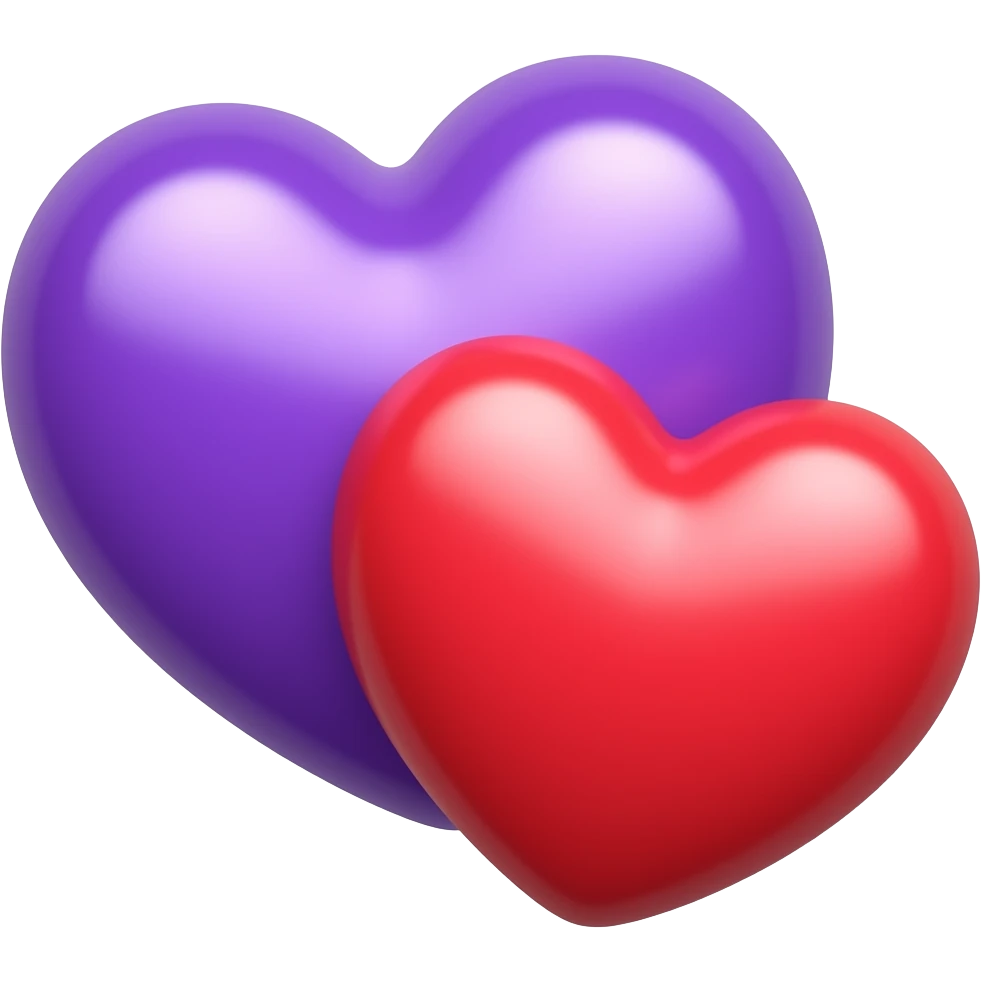 Purple heart over a red heart side by side emoji