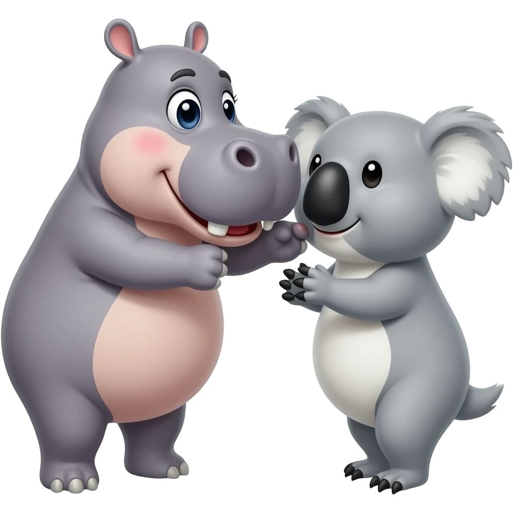 Hippo kissing koala emoji