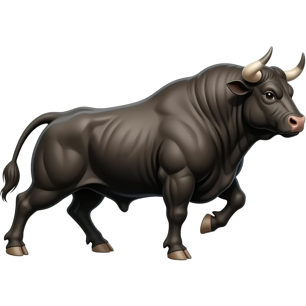 create a bull side profile, facing right, full mascular body, in action (bull move) emoji