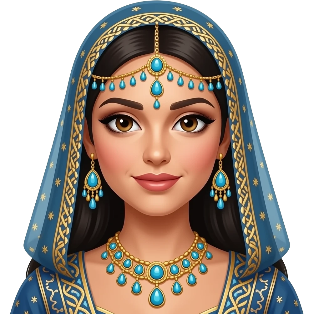 arab woman face, with jewellery like a belly dancer emoji