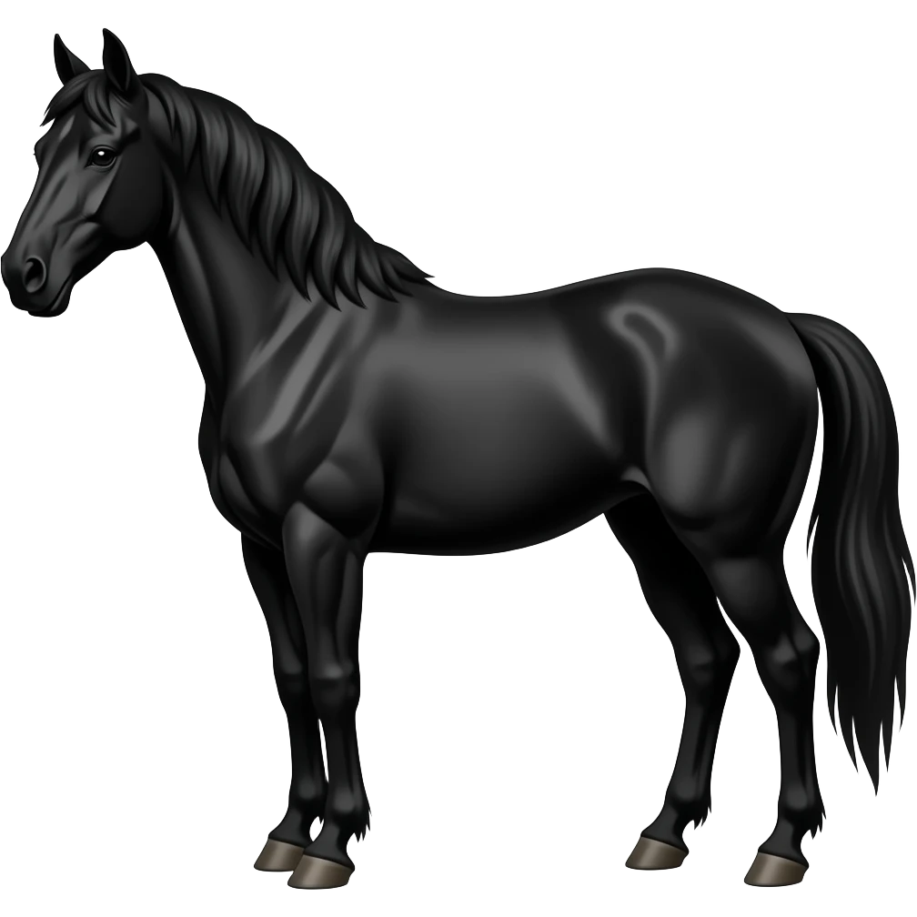 Hazme un emoji de un caballo que sea negro todo emoji