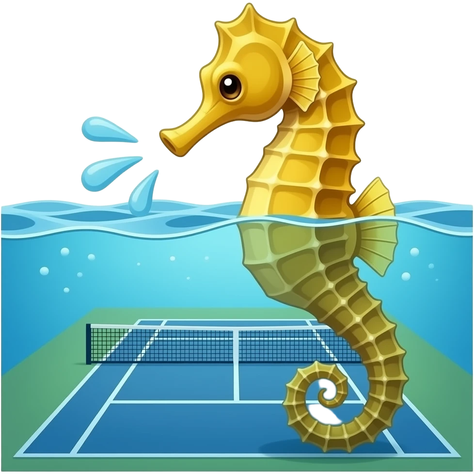 String Seahorse fighting on ocean tennis court emoji