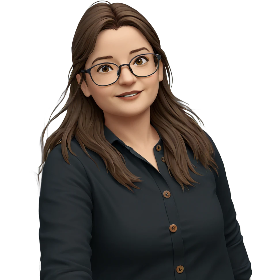 brown-haired girl outdoors with glasses emoji