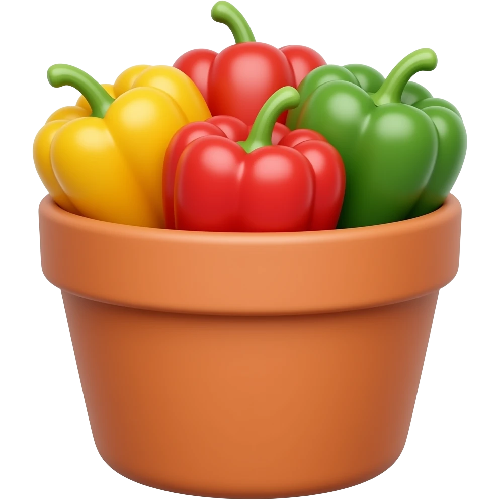 Bell peppers in terracotta pot emoji
