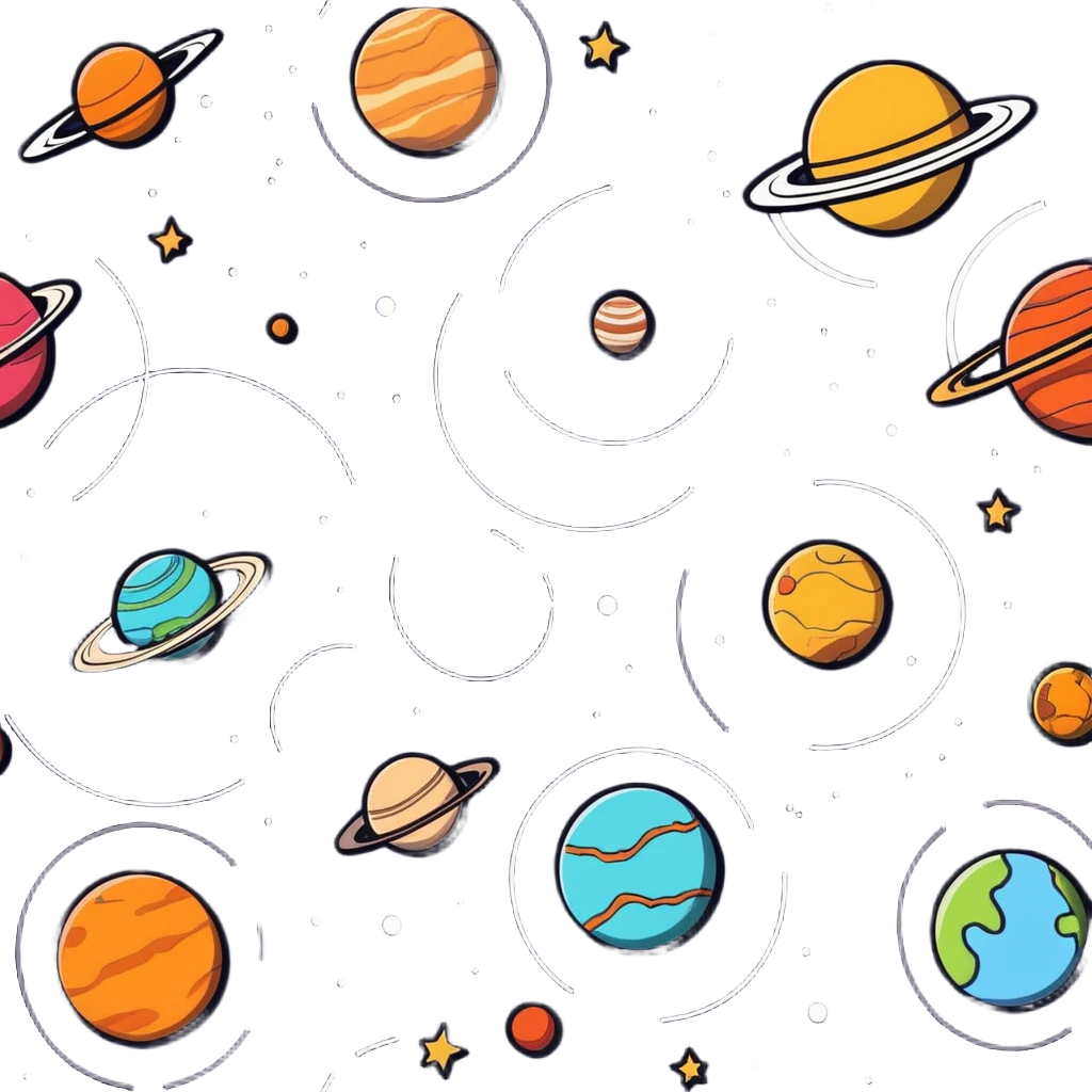 Solar system made of planets shaped like brains emoji