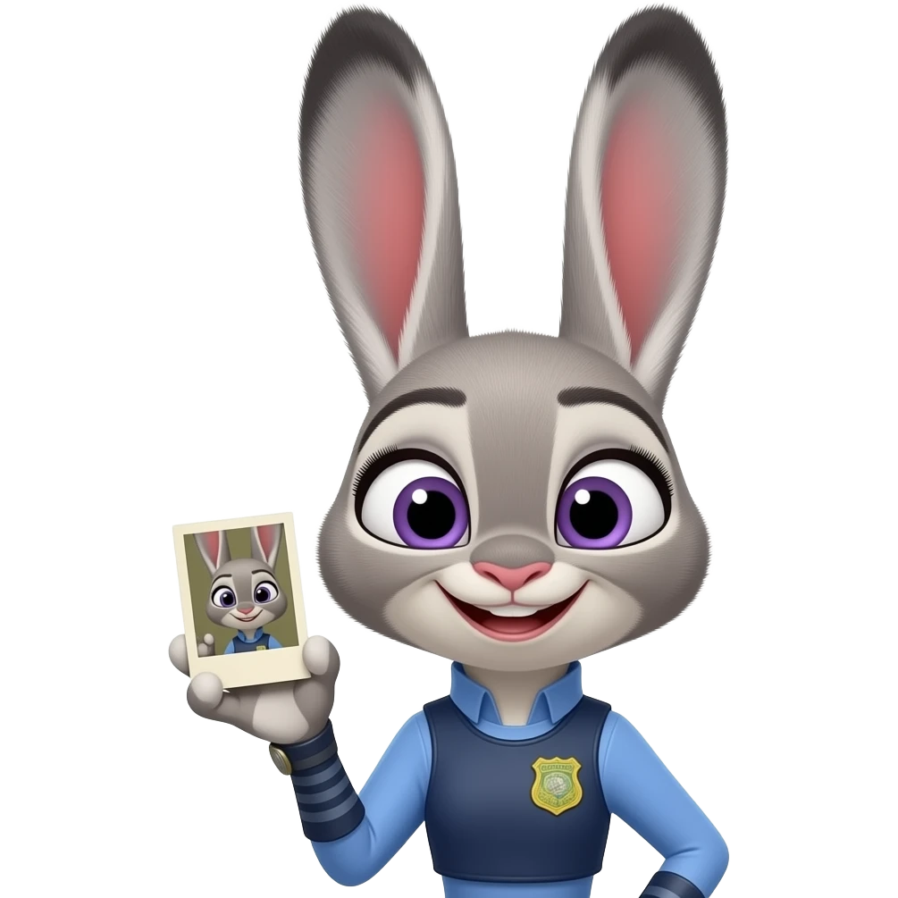 Judy Hopps representando a emoção de 'nostaljoy', uma mistura criative emoji