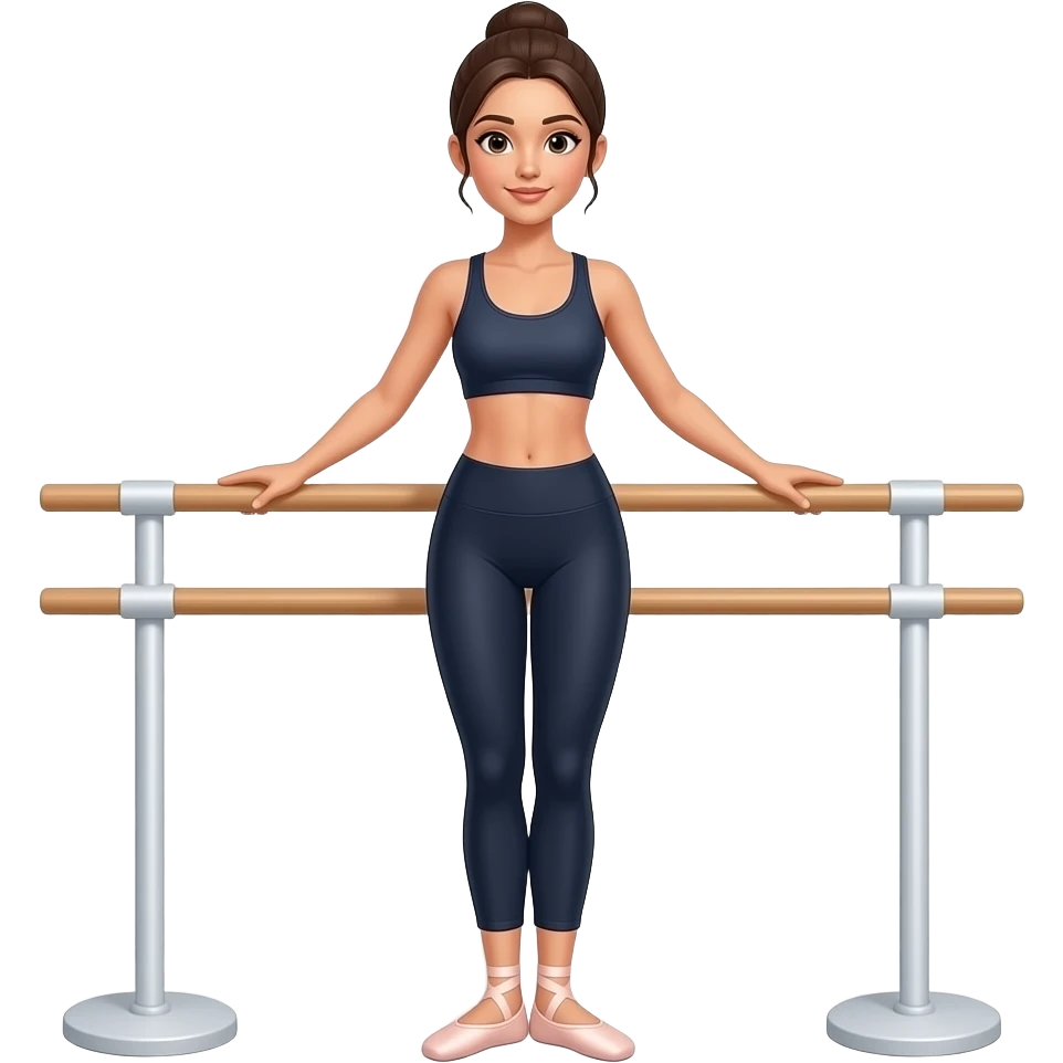 ballet barre fitness only one barre at a wall with toned woman at the barre in tank and leggings emoji