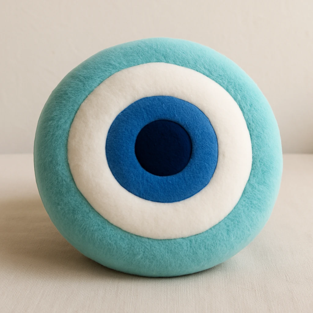Evil eye 🧿 as a soft round plushie pillow  emoji