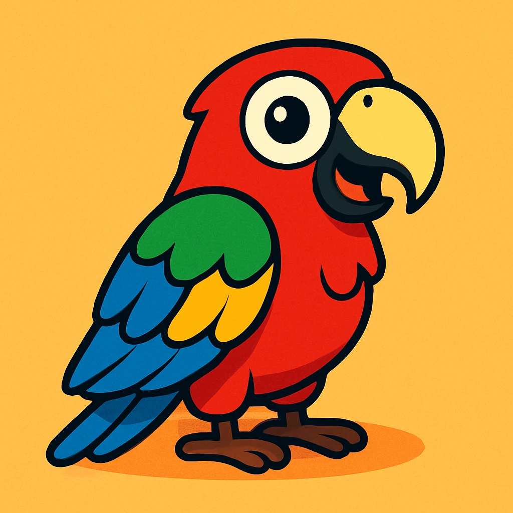 colorful parrot vibrant toon style emoji