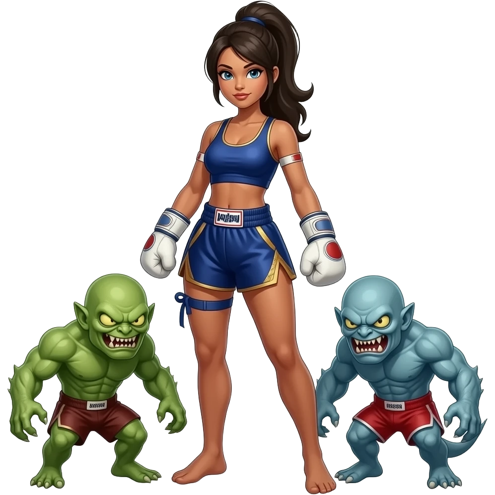 tan sexy female Muay thai monster More monster emoji