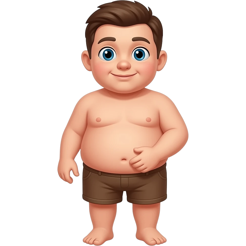 a naked fat boy  touching his penis emoji