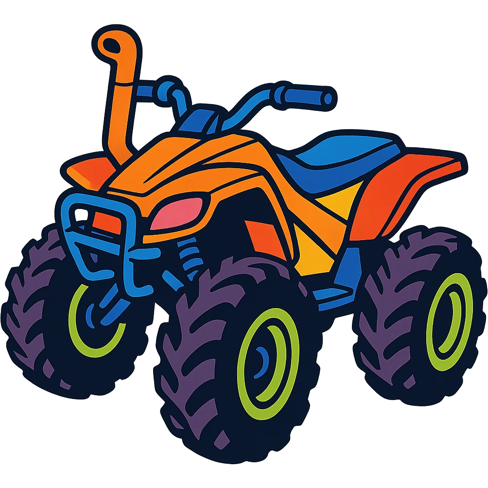 4 wheeler ATV with a snorkel and oversized tires, dynamic angle, vibrant colors emoji