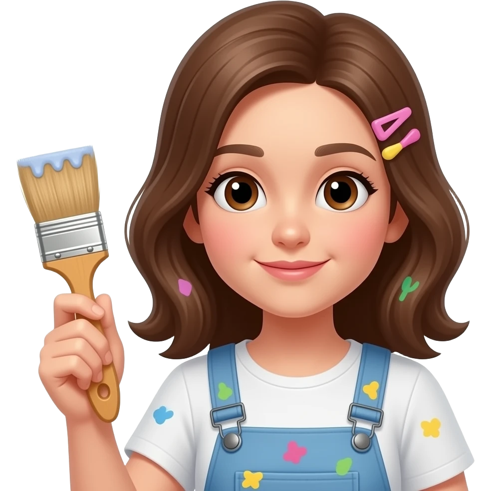 girl with pain brush emoji