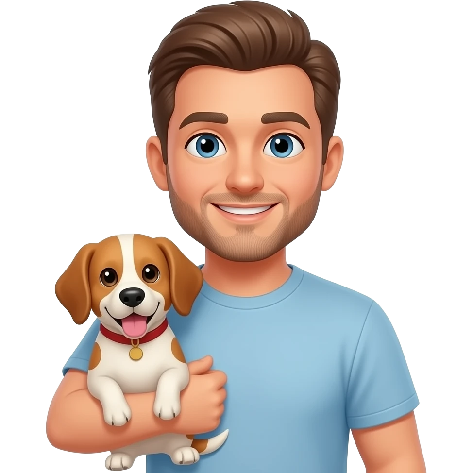90's man holding dog emoji