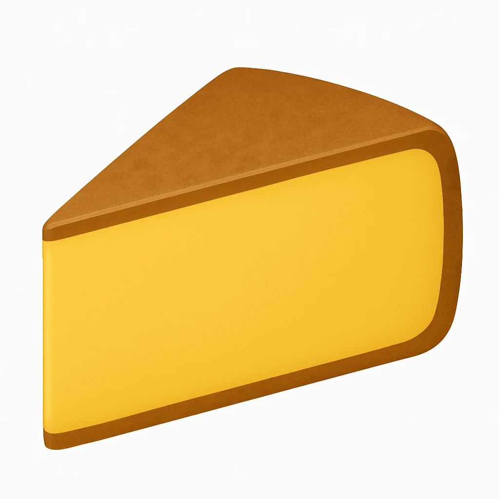 Create a realistic, minimal emoji of a wedge of Comté cheese with a yellow interior and brown natural rind. The emoji should be clearly recognizable as Comté cheese, inspired by the reference image provided. No text included. emoji