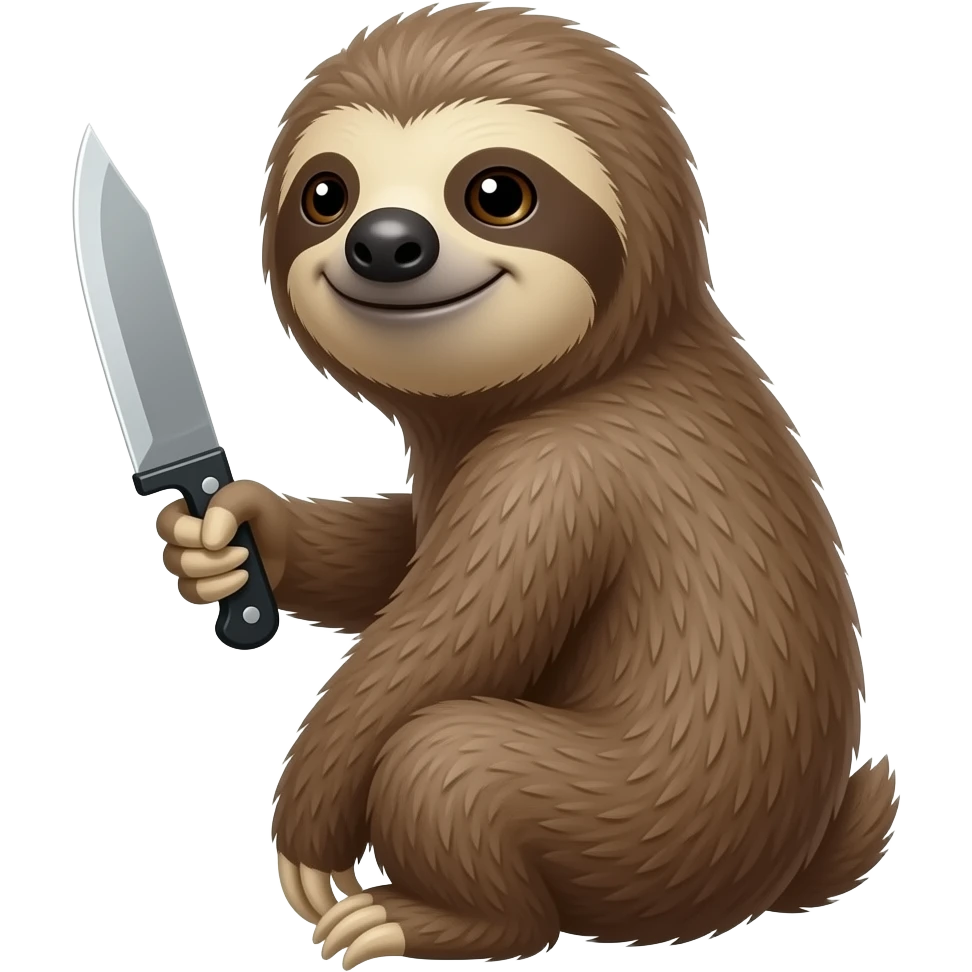 turn back looking askance going smiling evil killer sloth w big knife emoji