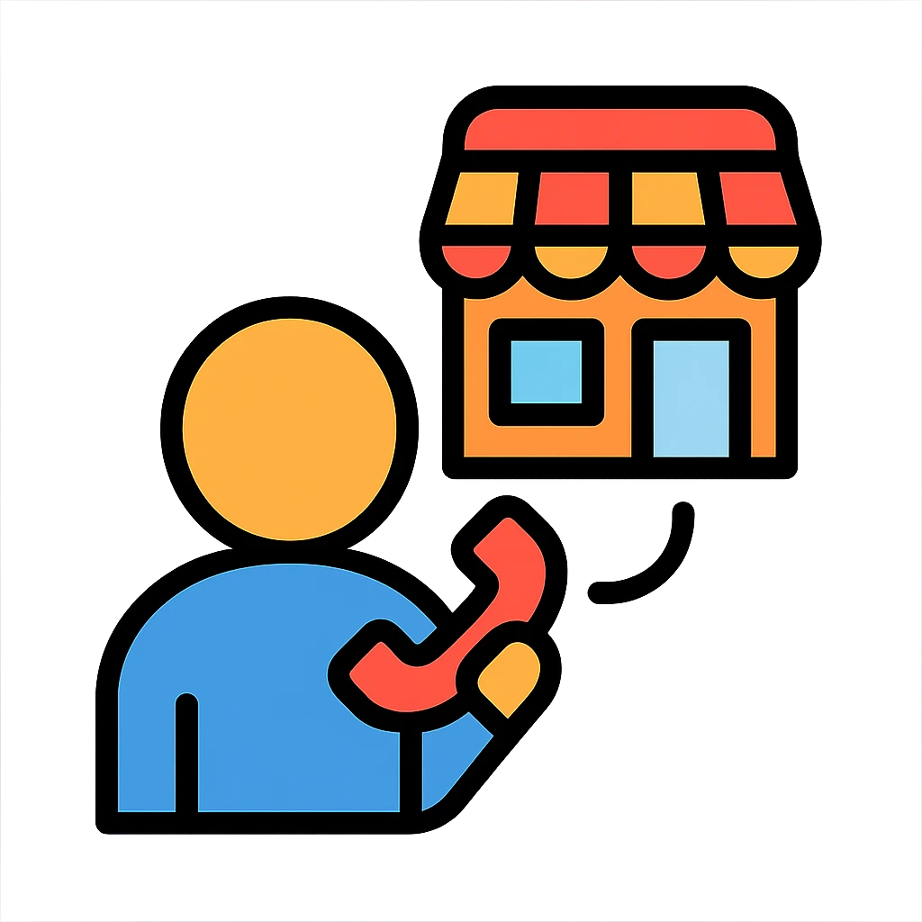 simple and clear illustration of a person contacting a store emoji