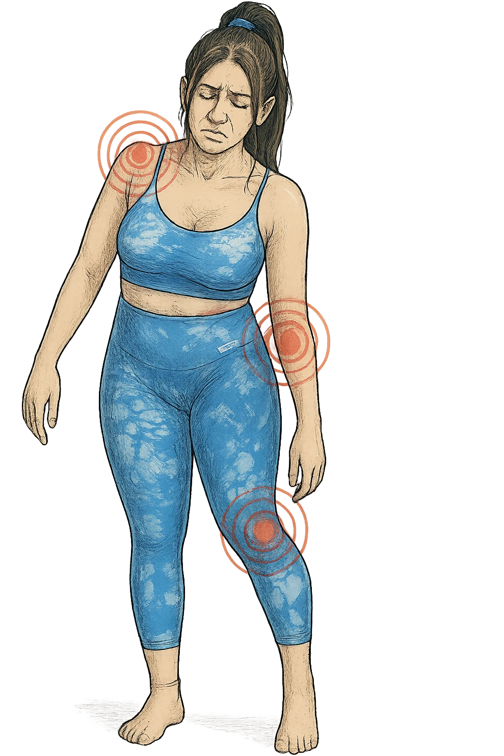 Donna asimmetrica con dolori immagine medica emoji