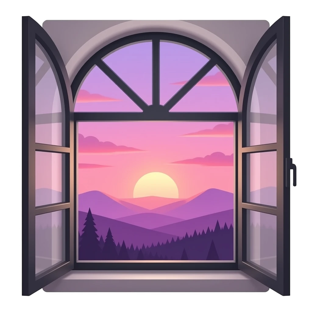 sunset pink and purple  from a black window emoji