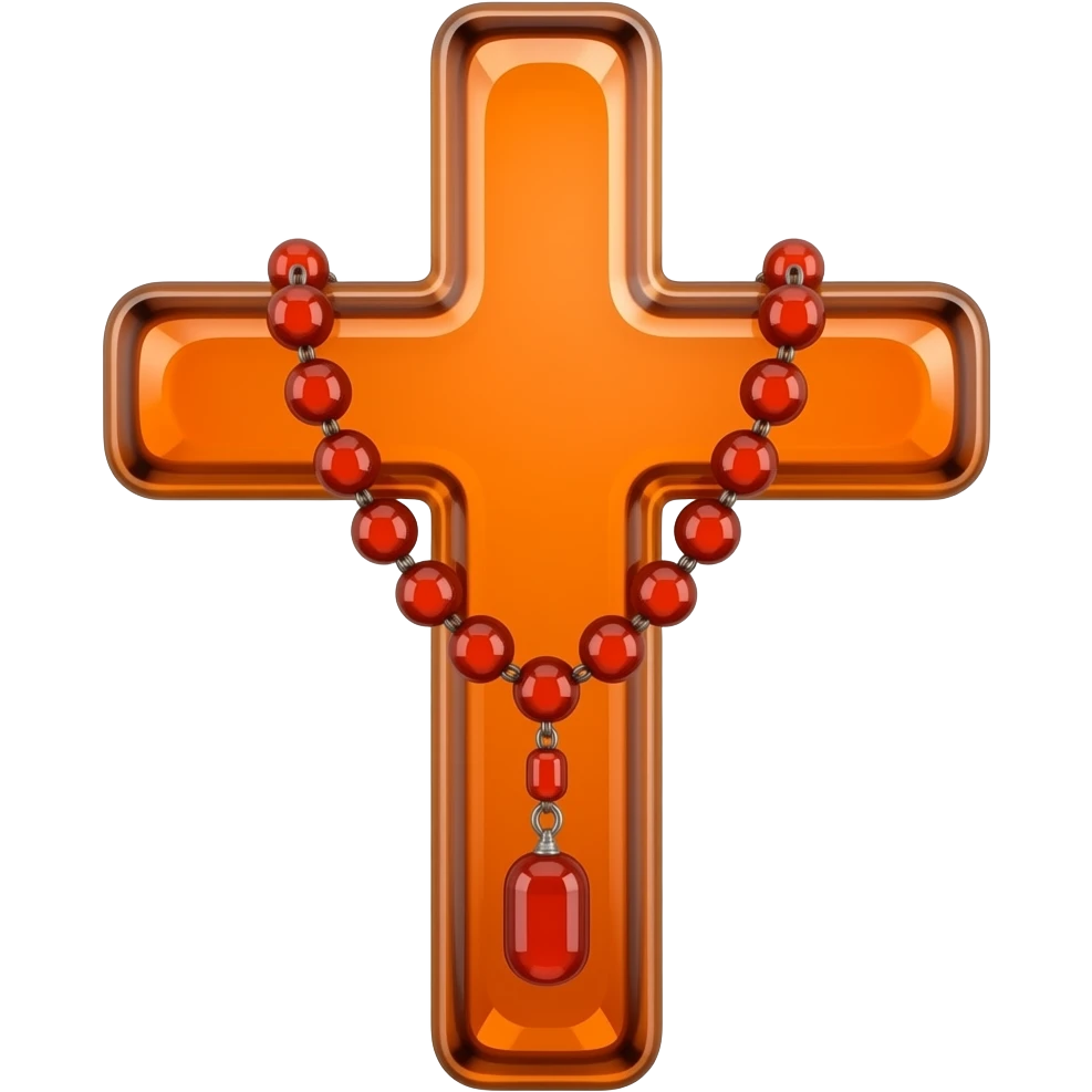 cruz sagrada orange red vidro brilhante com rosário orange red vidro brilhante emoji