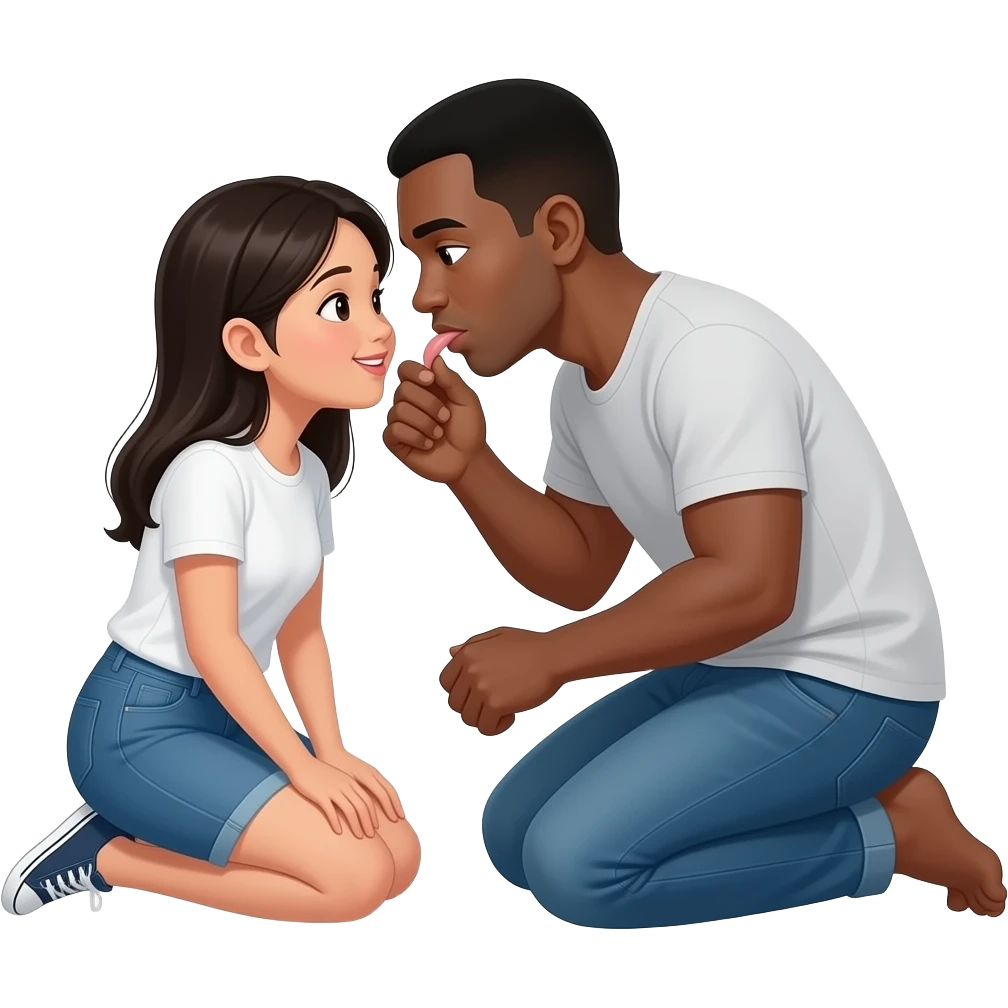 Pinay girl kneeling before a black guy sucking his penis emoji