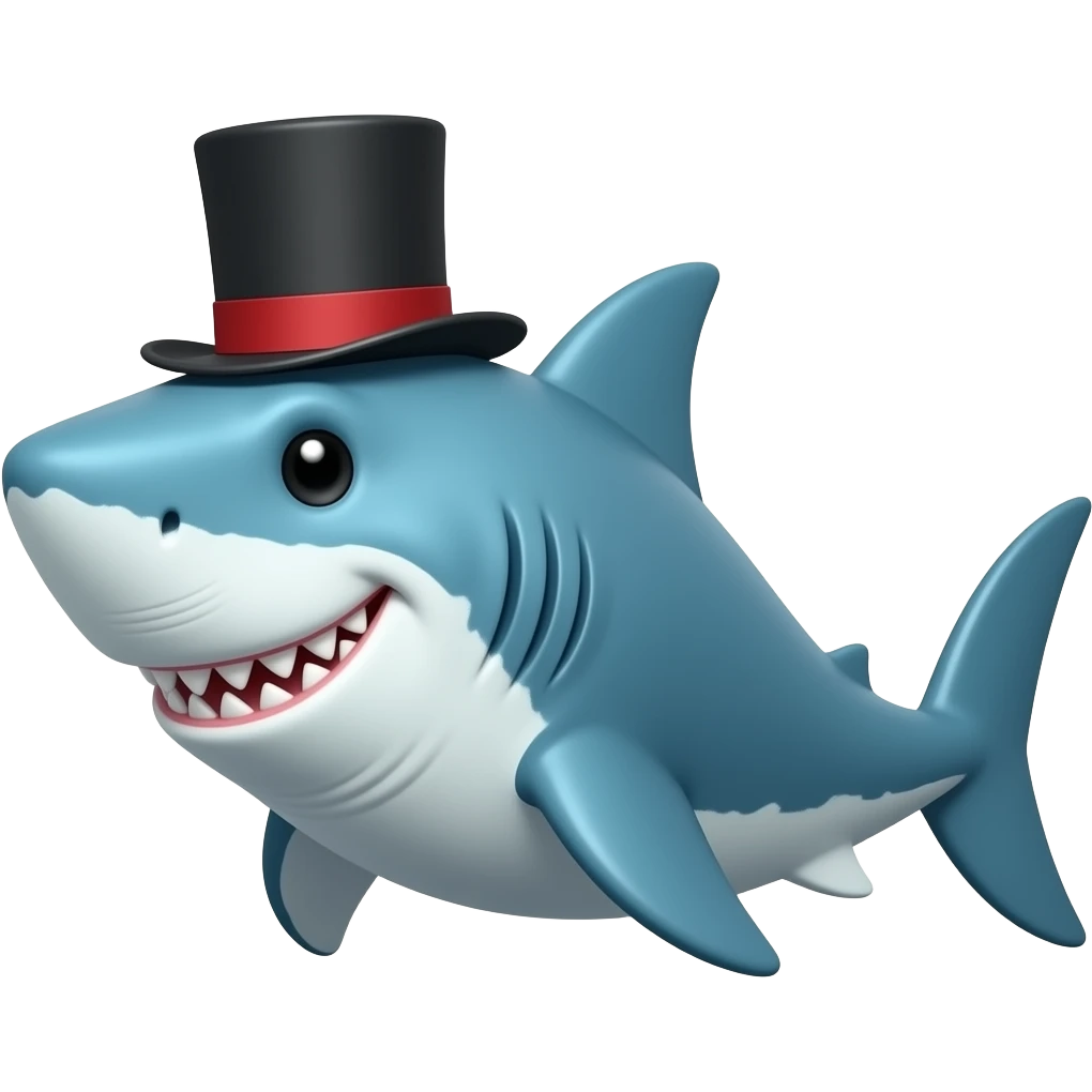 Shark with a top hat emoji