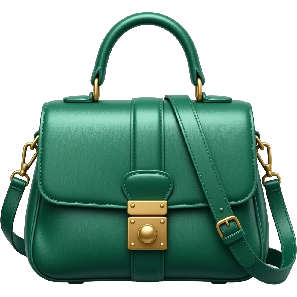 Hyperrealistic, isolated, 3d rendering, extreme detailed, in a beautiful emerald green to a teal colorshifting color, BRAHMIN EMERALD LULIA CAROLINE SATCHEL  GENUINE LEATHER Bag emoji